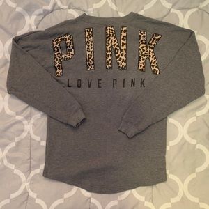 Love Pink Leopard Logo Crewneck